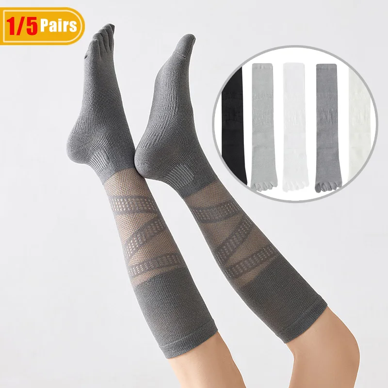 Badminton Net - 1/5 Par Damskich Kompresyjnych Skarpet Pięciopalcowych