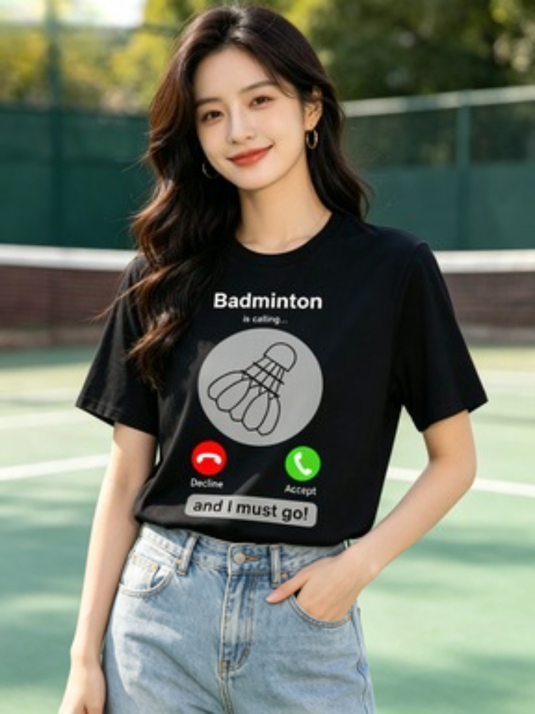 Badminton Quotes Short - Damska koszulka do badmintona z zabawnym